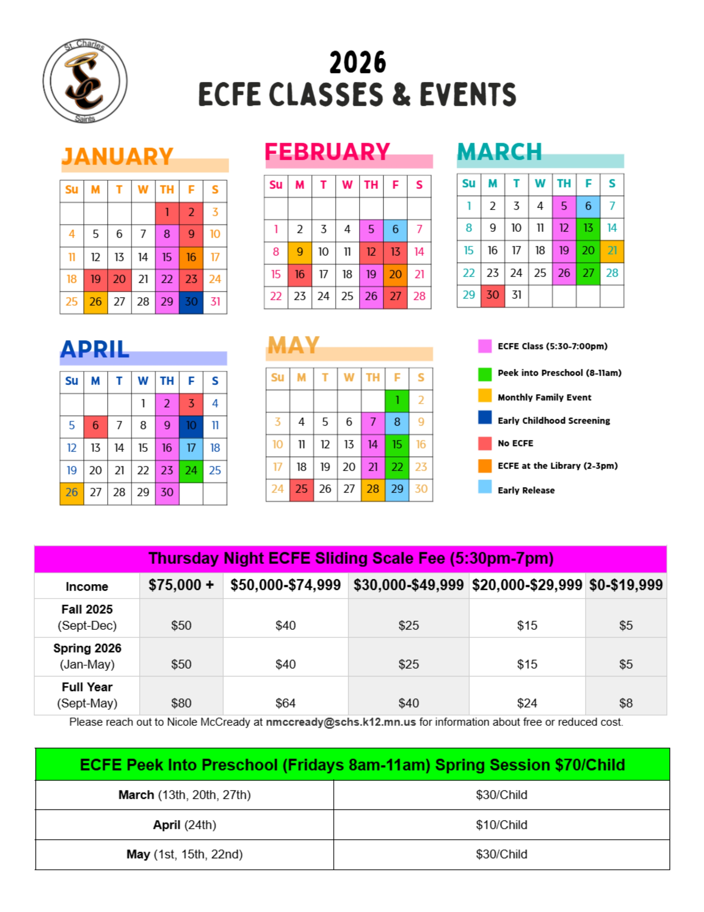 Schedules - ECFE Program Information - St. Charles Public Schools